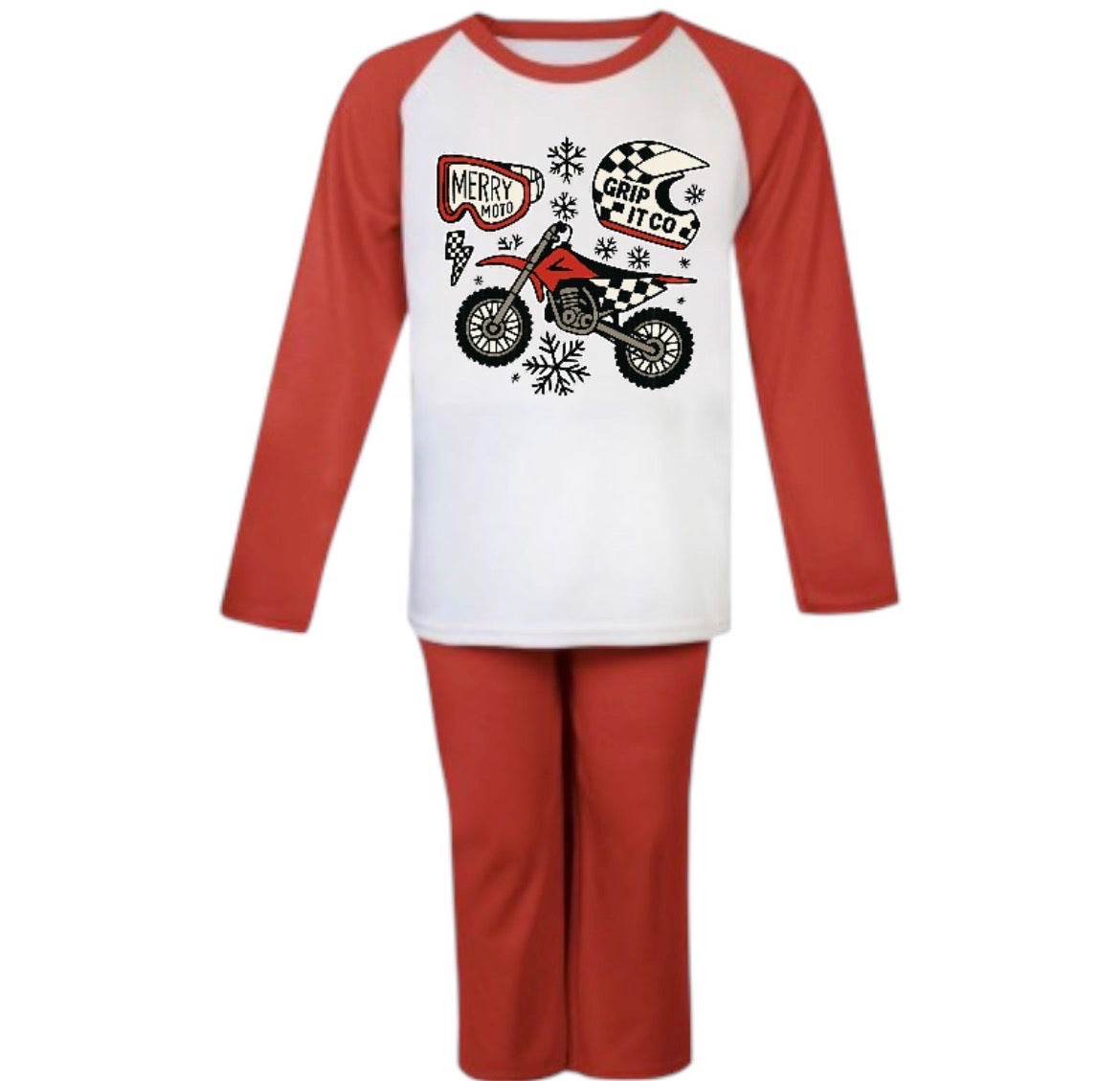 Kids Christmas Pjs Checkered Bike
