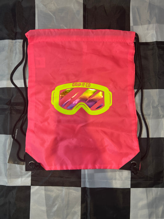 Neon pink drawstring bag
