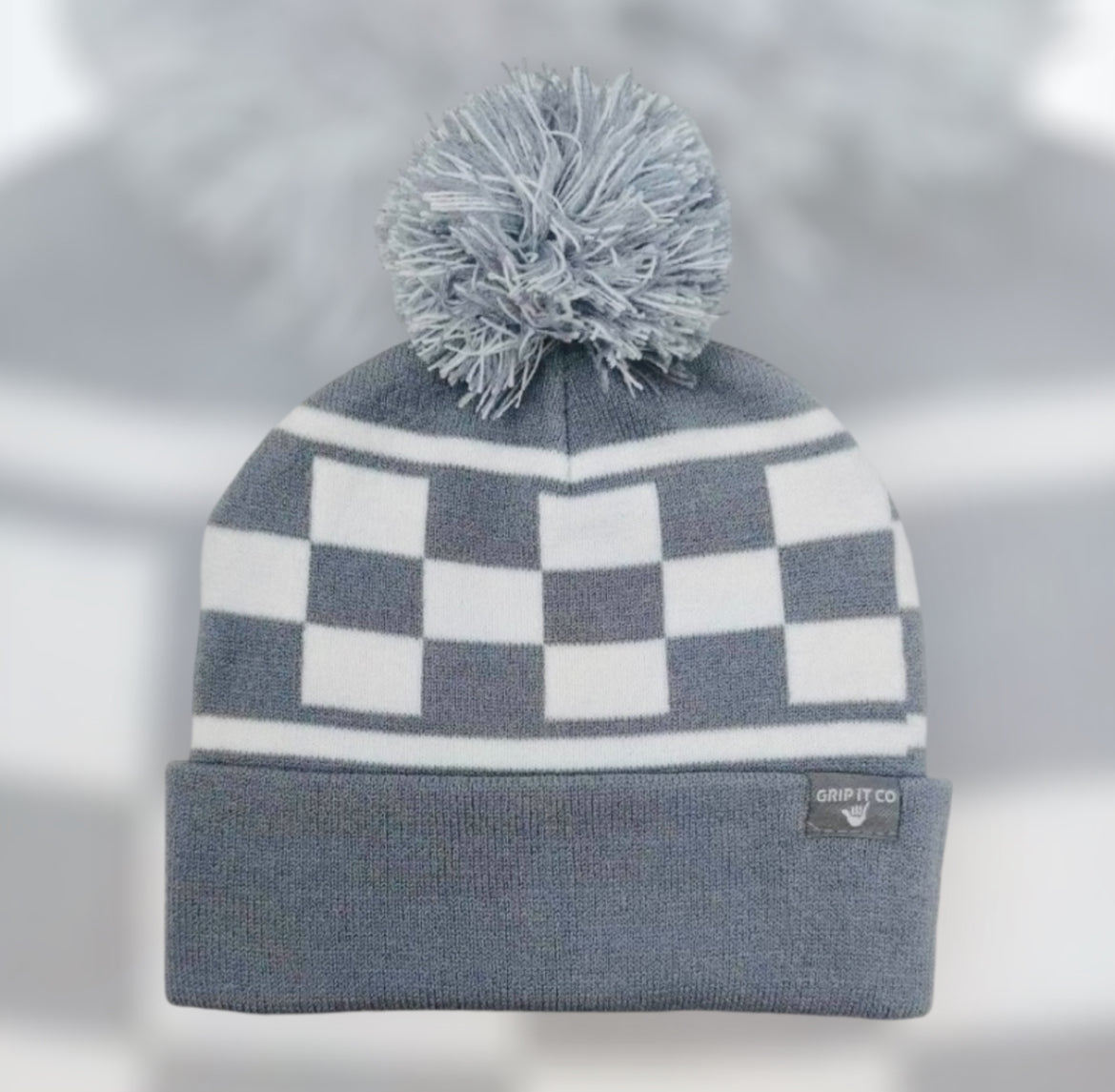 Grey Checkered Beanie