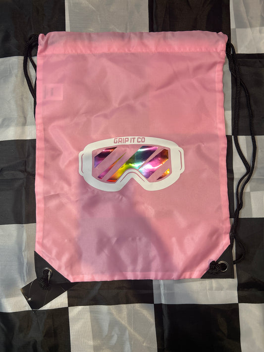 pink drawstring bag