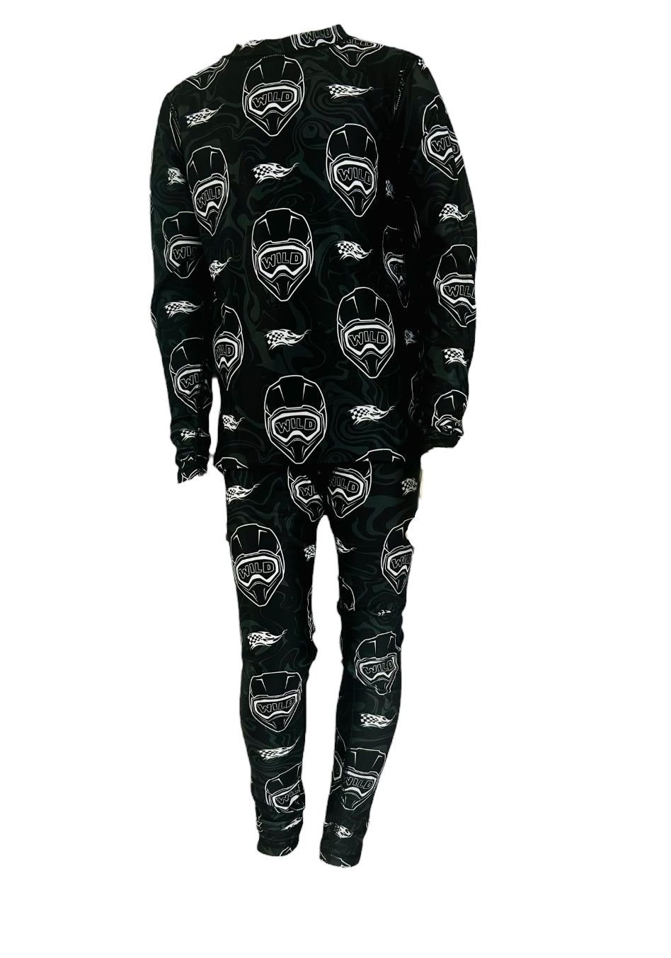 Black and White Helmet Base Layer Set