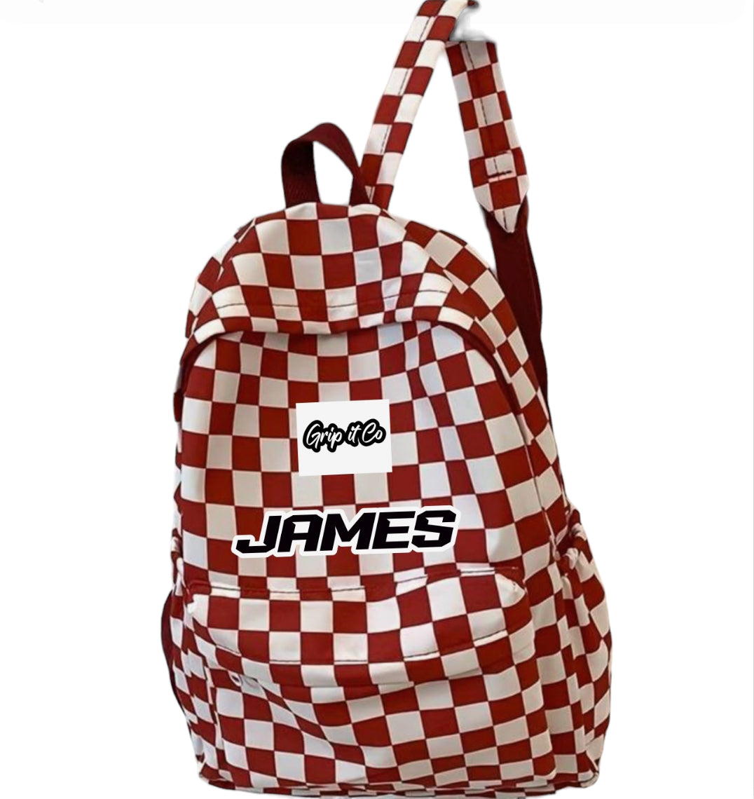 Checkered Personalised Backpack