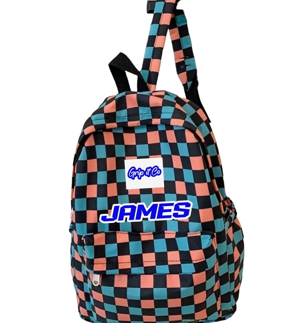 Checkered Personalised  Backpack