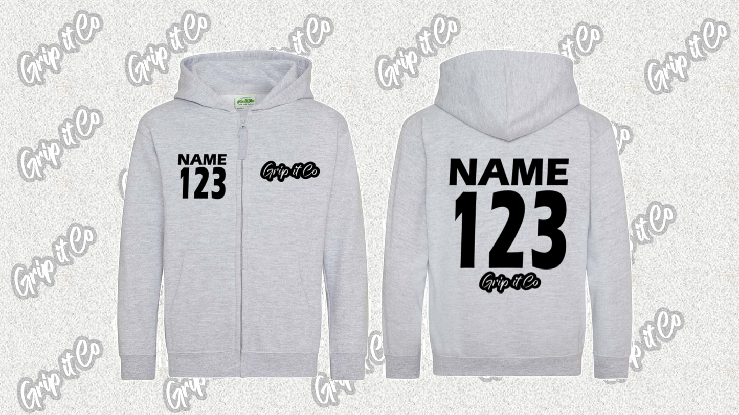 Name and Number Zip Hoodie Kids