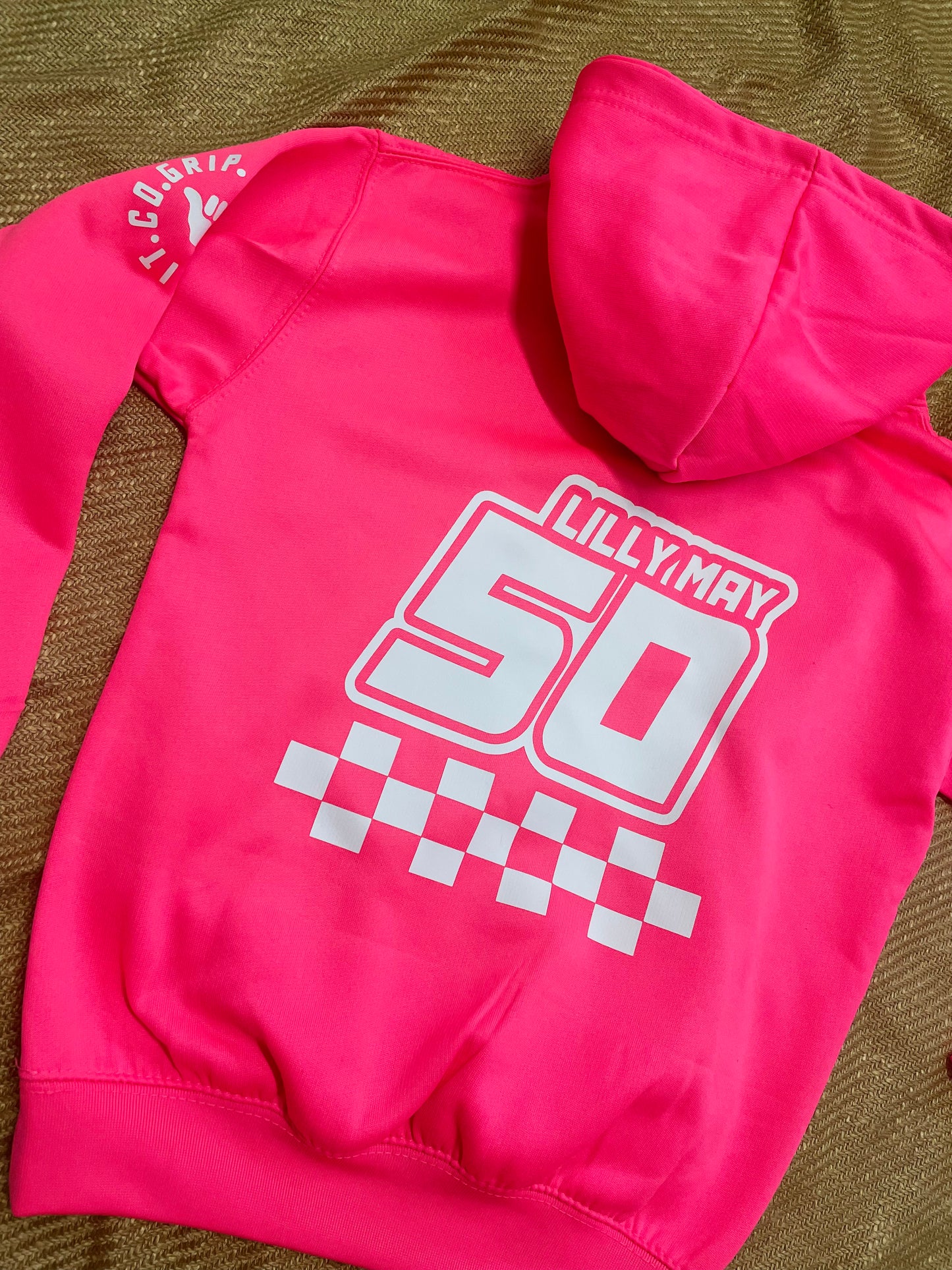 Neon Grip It Round Hoodie With Name and Number